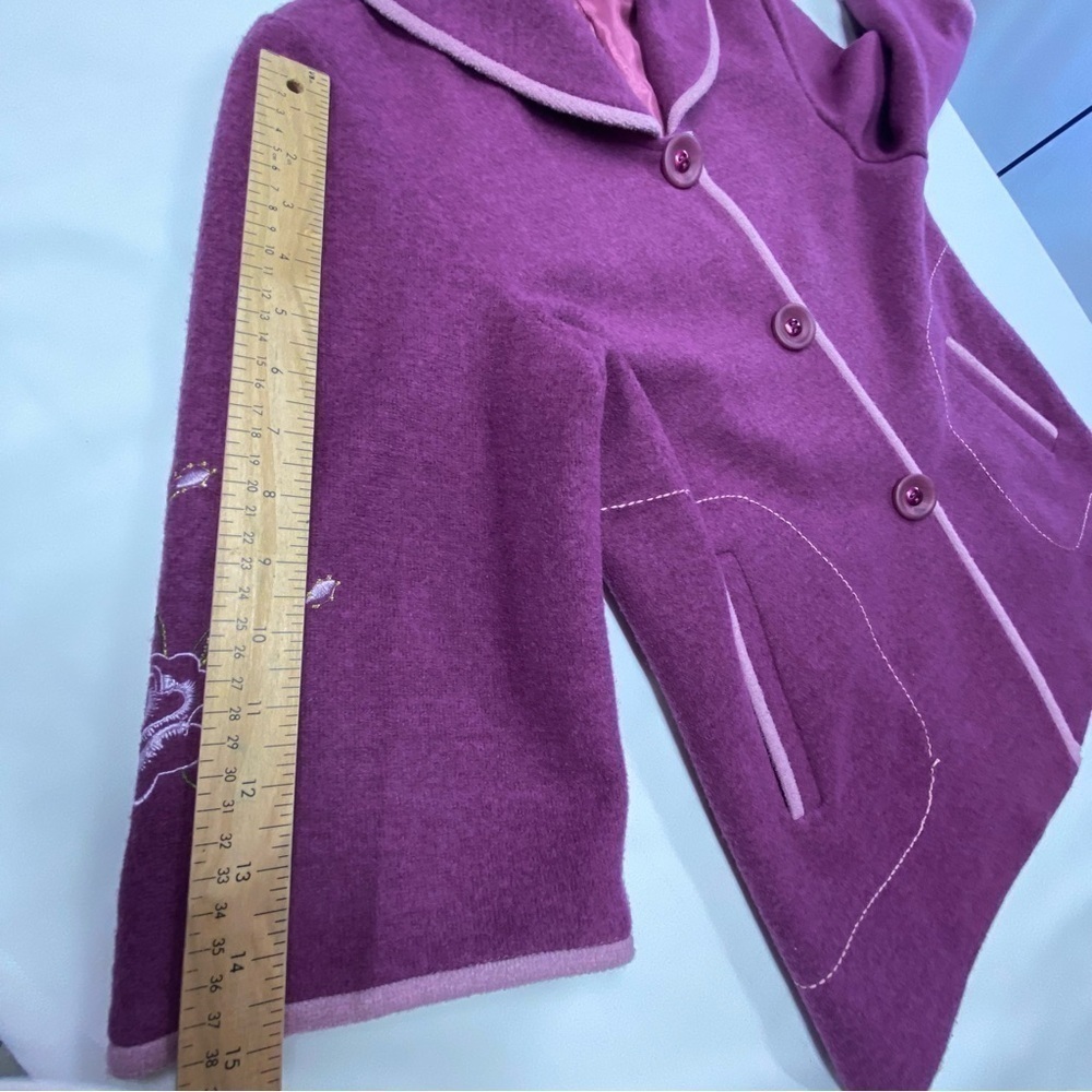 Wool Blend Cropped Jacket Embroidered Purple Fairy Whimsy Cottagecore Large Cute - Picture 15 of 15